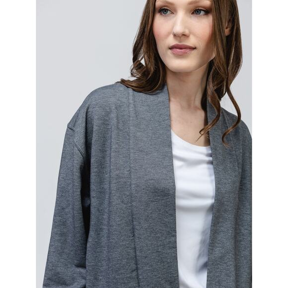 NWT Ministry of Supply Women's Fusion Terry Cardigan Classic Grey Heather XXS - Picture 2 of 9